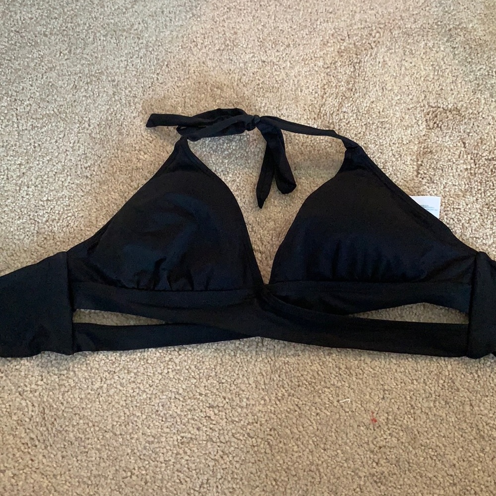 KONA SOL BLACK WRAP BIKINI TOP SIZE M